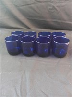 8 Deep Blue Drinking Glasses