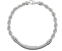 Sterling Silver- Rope Round Bar Bracelet