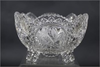 Footed Decorative Heavy Crystal Bowl with Frosted