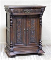Fine Henri II Style Carved Oak Cabinet.