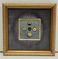 (5) Antique French Enamel on Brass Buttons