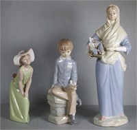 Lladro figurine & two Zaphir figurines