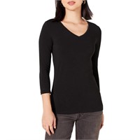 Essentials Women's Classic-Fit 3/4 Sleeve V-Neck