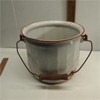 Red and White Enamel Chamber Pot
