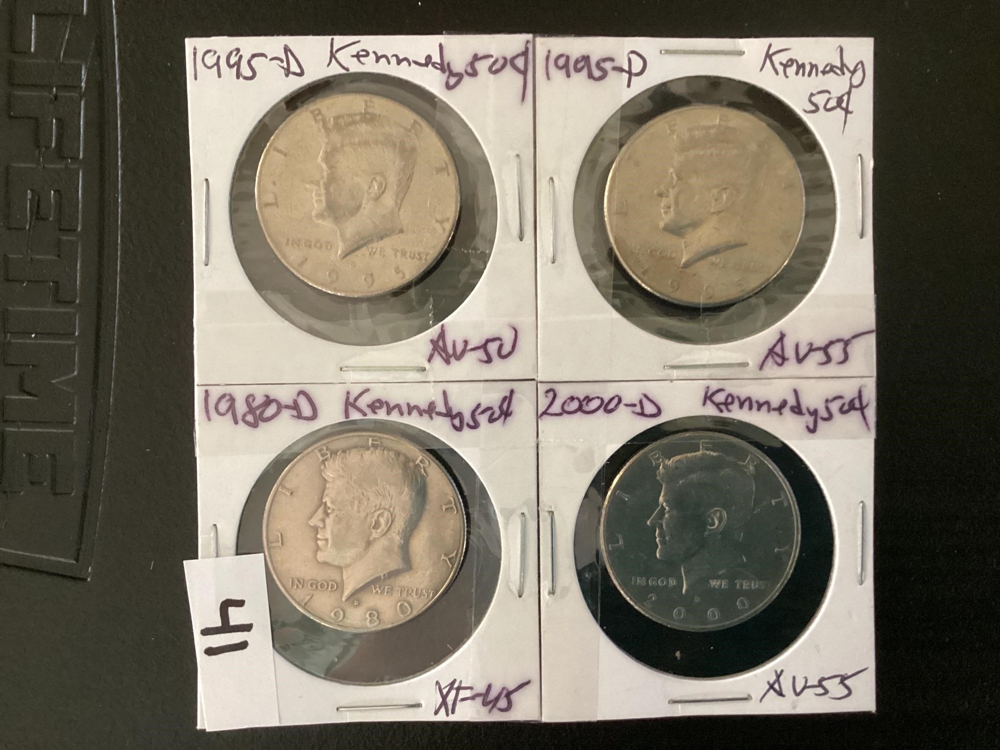 4 KENNEDY HALF DOLLARS