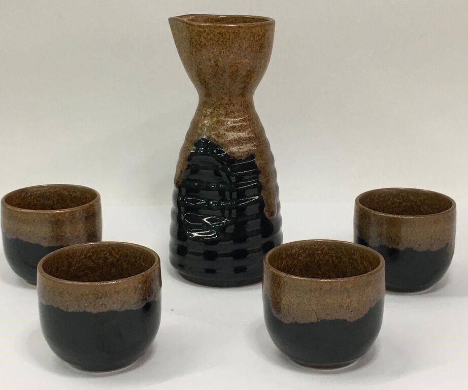 Art Pottery Decanter And 4 Cups