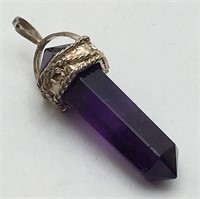 Sterling Silver Purple Crystal Pendant