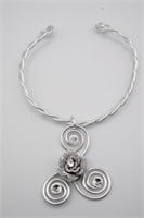 Jeff Lieb Choker Style Necklace Rose & Swirl