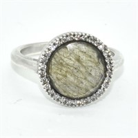 Silver Labradorite Cz(3.65ct) Ring