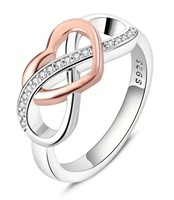 Infinity Rose Gold & Sterling Silver Zircon Ring 6