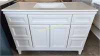 36" White vanity with Marble top & backsplash