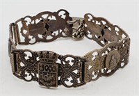 (E) Filigree French Landmarks Silvertone Bracelet