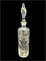 Vintage Portuguese etched glass decanter