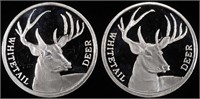 (2) 1 OZ .999 SILVER WHITETAIL DEER ROUNDS