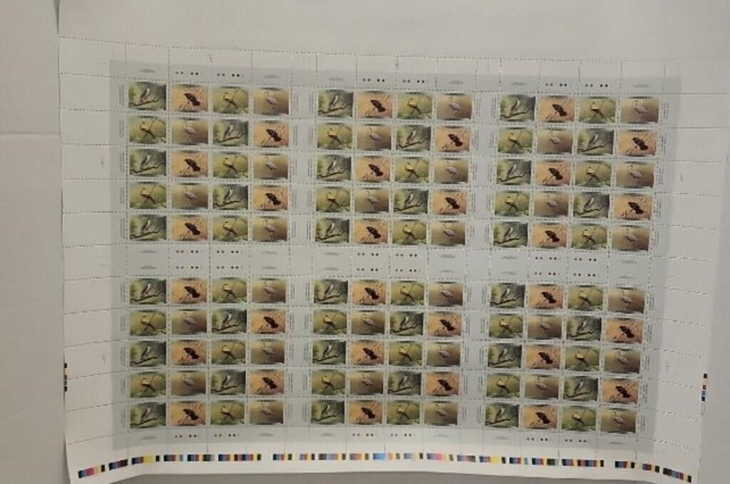 Uncut Sheet 120 .46 Cent Bird Stamps.