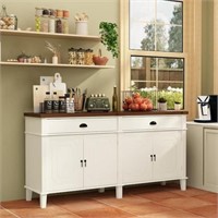 1 White Wooden 63 in. Width Food Pantry Cabinet,