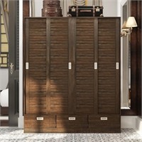 1 FUFU&GAGA Rustic 4-Door Wardrobe Closet with 3