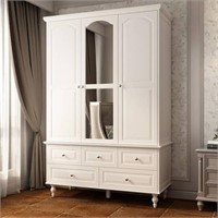 1 White Paint Big Wardrobe Armoires W/Mirror,