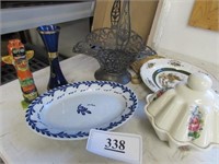 Metal Basket, Princess House Plate, Misc. Dishes