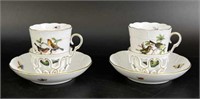 Rothschild Bird Herend Trembleuse Teacups &