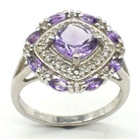 SILVER AMETHYST CZ(3.15CT) RHODIUM PLATED RING