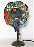 Standing Lighted Mirror with Stained Glass Frame