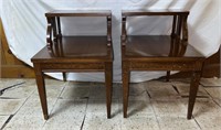 Vintage Mersman Mahogany Wood Step End Tables