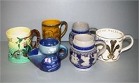 Five various ceramic tankards