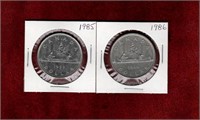 CANADA 1985 1986 NICKEL DOLLARS