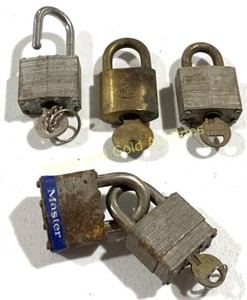 Five Padlocks with Keys