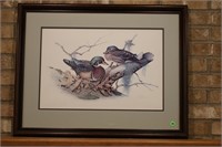 FRAMED & MATTED DUCK LITHOGRAPH PRINT SIGNED BY