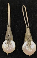 Antique sterling silver & pearl earrings