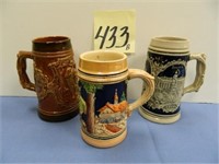 (3) Small German Stein Mugs