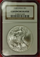 2008 Silver Eagle NGC Gem Uncirculated