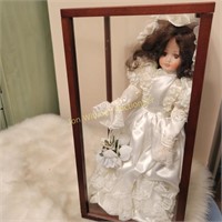 Vintage Porcelain Bride Doll in Case
