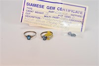 2 Blue Topaz Rings & 2 Loose Sapphires