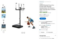 E9282  MARNUR Basketball Hoop 44 In. Portable