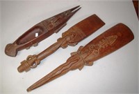 Three various New Guinea carved wood implements