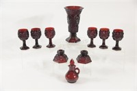 Cape Cod  AVON Pressed Glass Vase, Glasses
