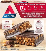 Atkins Protein Bars - Peanut Fudge Granola, Low