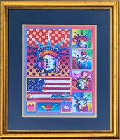 Peter Max- Mixed media on paper "5 liberties and f
