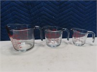 3pc Glass ANCHOR 4/2/1cup Nesting Measure Bowls