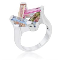 Unique 10.00ct Multicolor Gemstone Geometric Ring