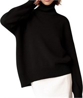 ($69)  Women's Turtleneck Sweater Chunky Long,M