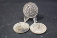 Lot of 3 Mexican Silver Peso Coins