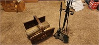 Firewood Basket and Fireplace Tools