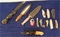 (2) HUNTING KNIVES, MILITARY TYPE KNIFE....