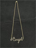 Vintage 10k Gold Pendant "Angel" Necklace