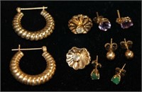 5 Pair 14K Gold Earrings
