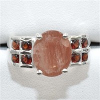$320 Silver  Hessonite(5.65ct) Ring